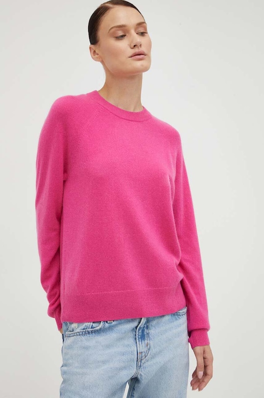 Samsoe Samsoe sweter kaszmirowy Boston okrągły różowy F15322154