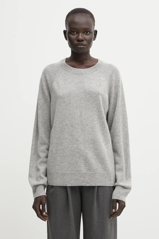 Кашмирен пуловер Samsoe Samsoe Boston изчистен сив F15322154