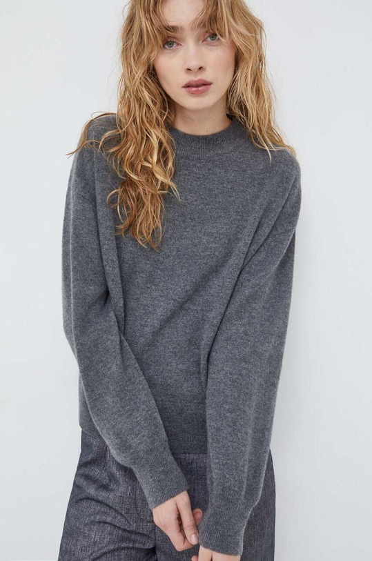 Samsoe Samsoe sweter wełniany Amaris okrągły szary F20400018