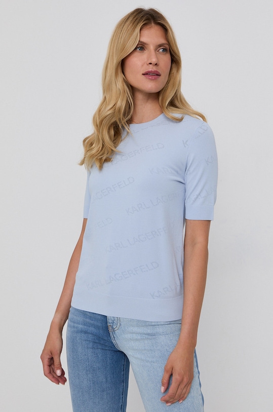 Svetr Karl Lagerfeld kulatý modrá 215W2000