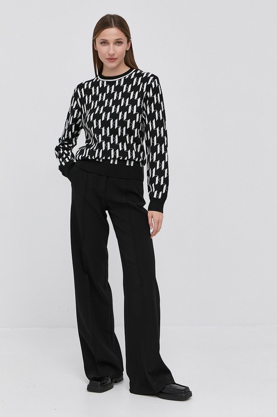 Karl Lagerfeld Sweter z domieszką wełny 216W2006 216W2006 czarny AW21