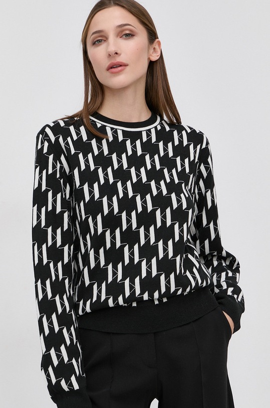Karl Lagerfeld Sweter z domieszką wełny 216W2006 czarny 216W2006
