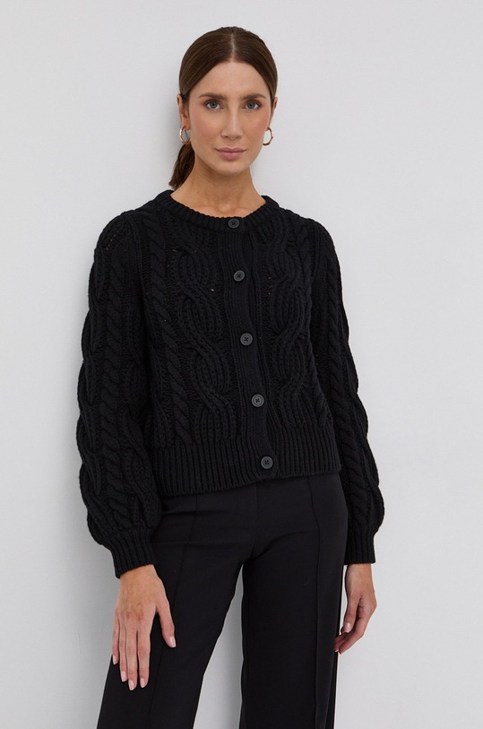 Vlnený kardigán The Kooples FCAR23009K čierna AW21