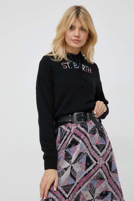 Вовняний светр MC2 Saint Barth вовна чорний MEG0003