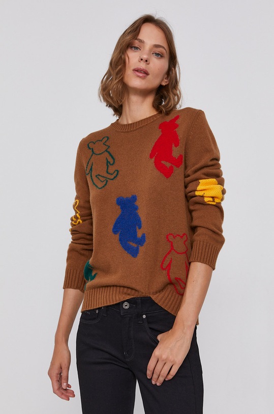 Sveter United Colors of Benetton s prímesou vlny hnedá 1235E1P09.902