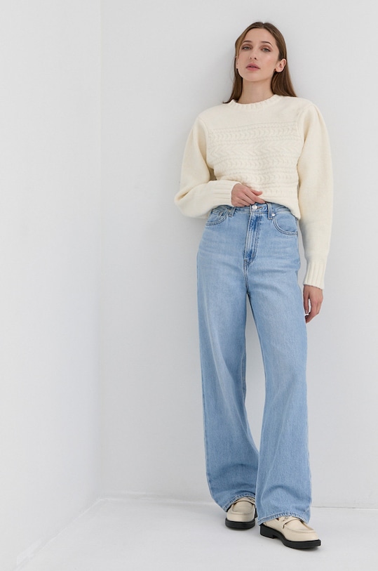 Sveter For Love & Lemons okrúhly béžová KFA21S103