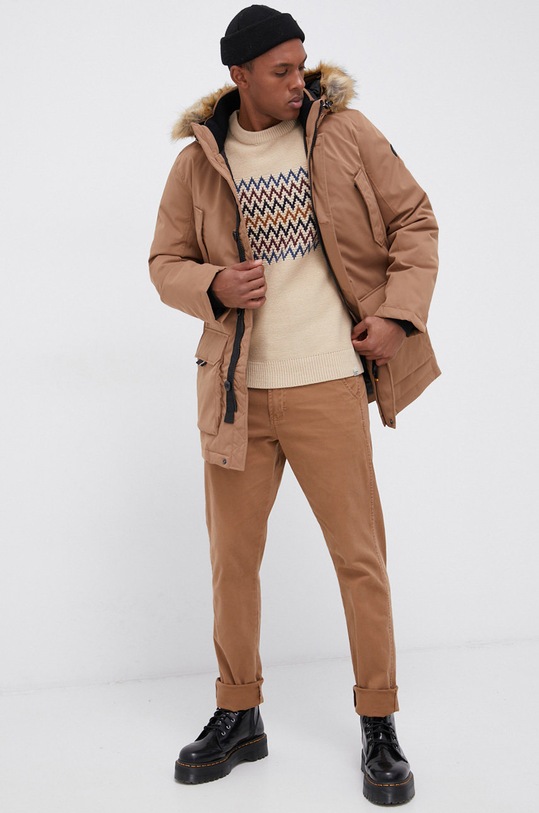 Jack & Jones Sweter 12193522 beżowy AW21