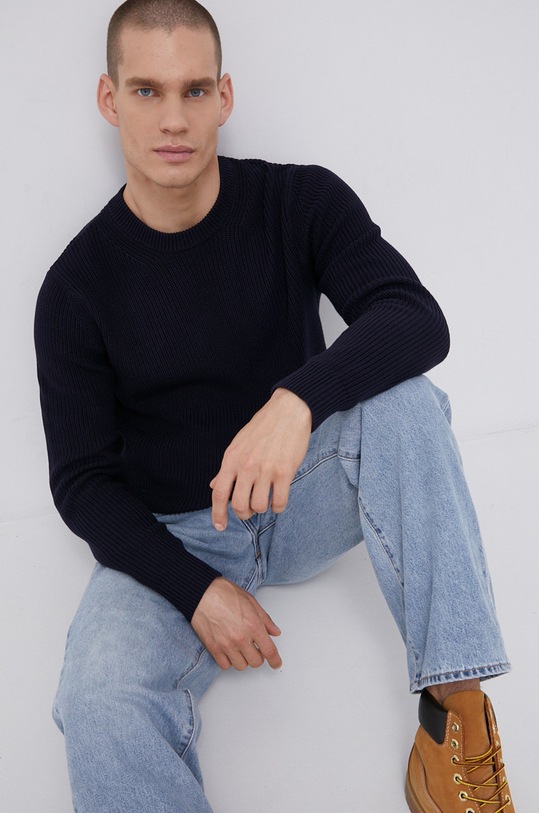 Premium by Jack&Jones Sweter bawełniany pozostałe granatowy 12193093