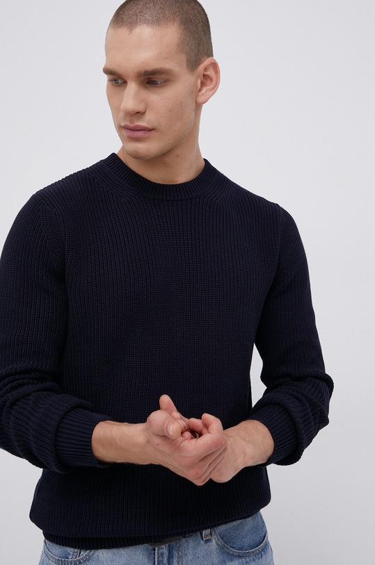 Premium by Jack&Jones Sweter bawełniany granatowy 12193093