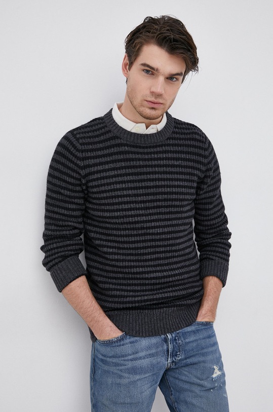 Selected Homme Sweter z domieszką wełny okrągły szary 16081622