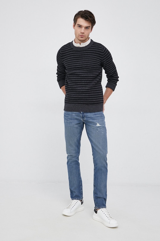 Selected Homme Sweter z domieszką wełny 16081622 szary AW21