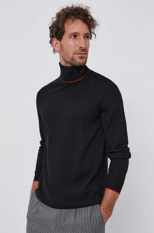 Hugo Pulover de lână subtiri negru 50456015