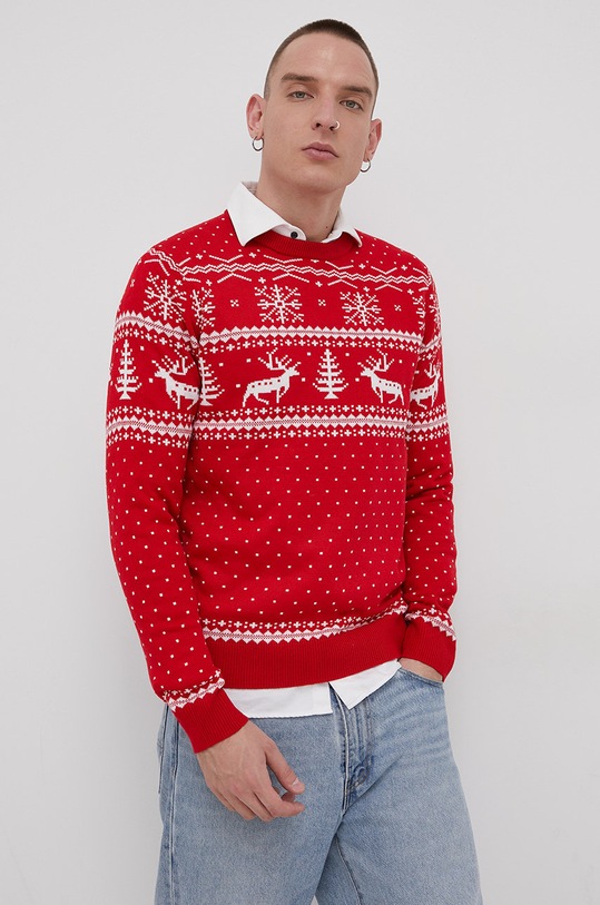Produkt by Jack & Jones Sweter czerwony 12182270.TangoRed