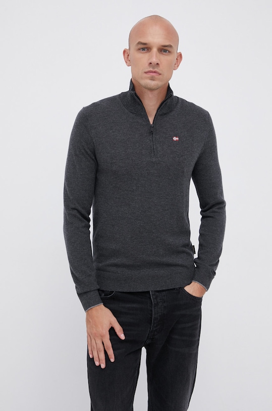 Napapijri Sweter wełniany wełna szary NP0A4FQ4