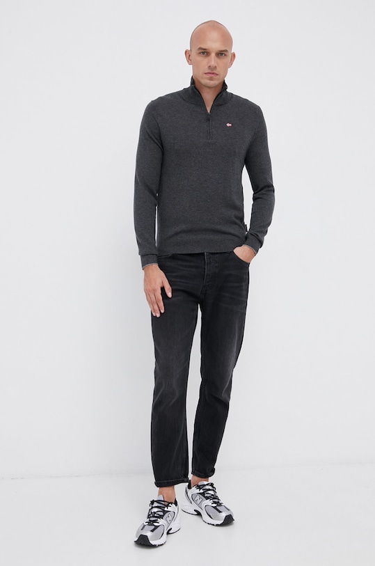 Napapijri Sweter wełniany NP0A4FQ4 szary AW21