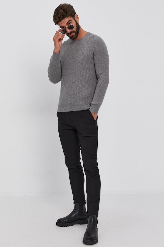 Polo Ralph Lauren Sweter 710810839003 okrągły szary 710810839003