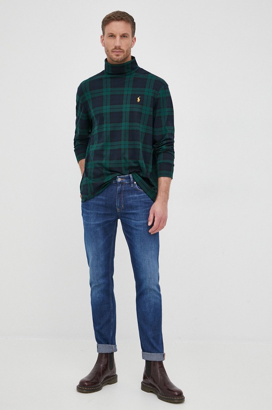 Βαμβακερή μπλούζα με μακριά μανίκια Polo Ralph Lauren 710853204001 πολύχρωμο AW24