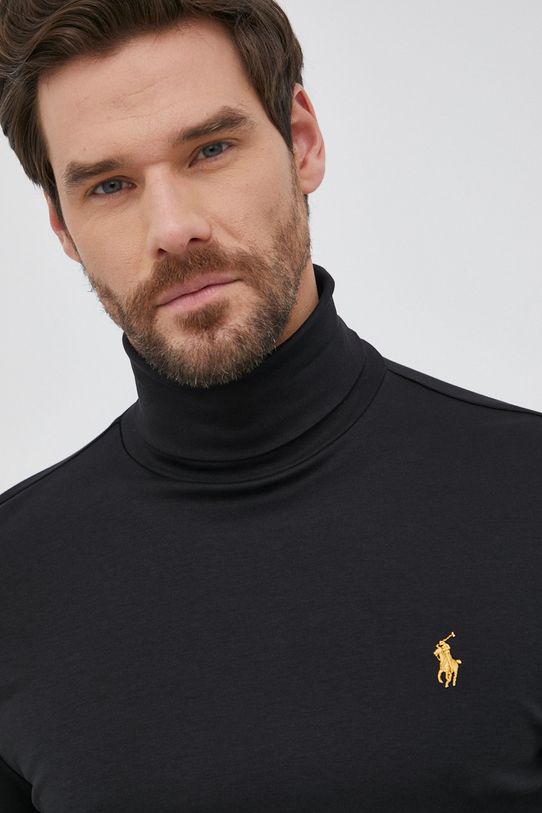Βαμβακερό πουκάμισο με μακριά μανίκια Polo Ralph Lauren μαύρο 710853205001