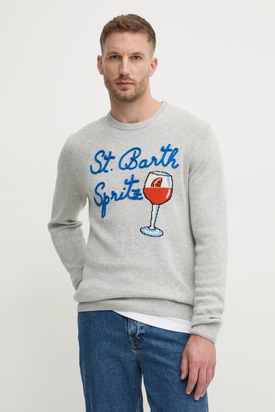 MC2 Saint Barth sweter wełniany okrągły szary HER0001