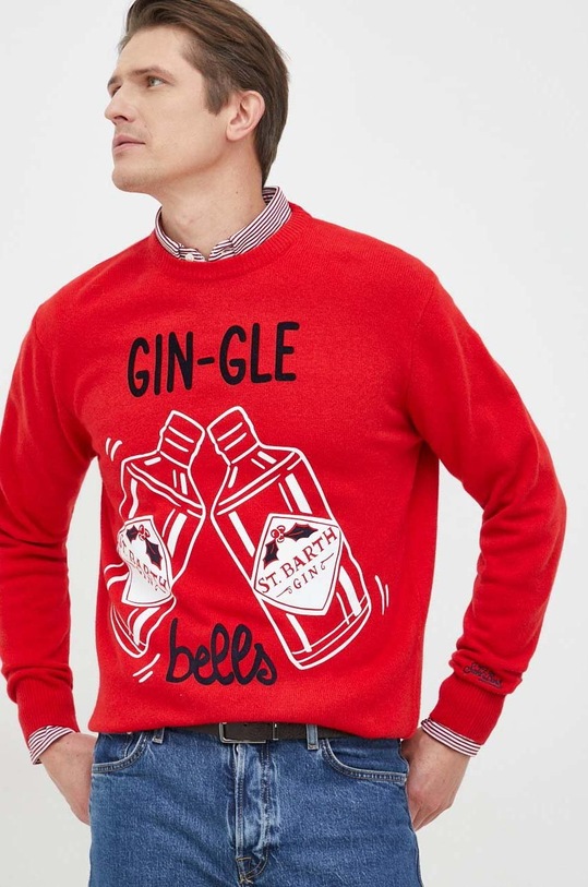 Volnen pulover MC2 Saint Barth rdeča HER0001