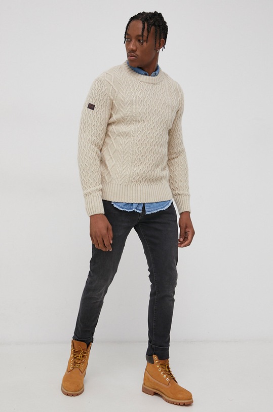 Sveter s prímesou vlny Superdry M6110305A.39E béžová AW21