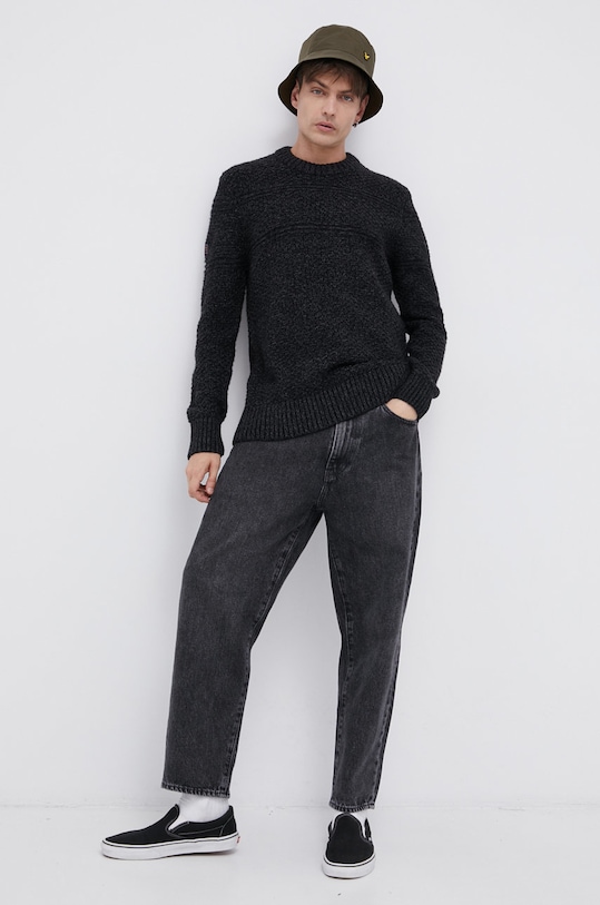 Superdry Sweter z domieszką wełny M6110305A.5ZZ czarny AW21