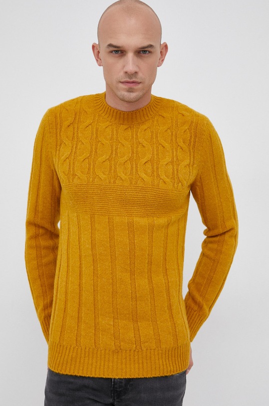 Sisley Sweter z domieszką wełny żółty 1255T1C77.902
