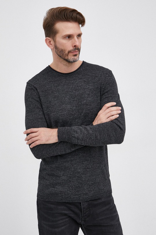 Svetr z vlněné směsi Sisley kulatý šedá 1165S1C58.906