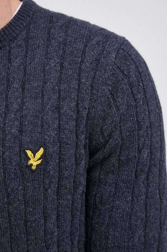 Lyle & Scott - Sweter z domieszką wełny KN732V.Z56 granatowy