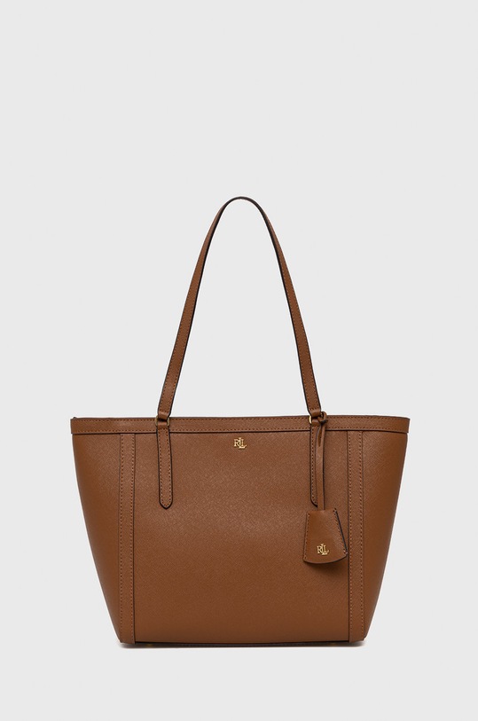 Lauren Ralph Lauren Torebka skórzana 431842431002 skóra licowa brązowy 431842431002