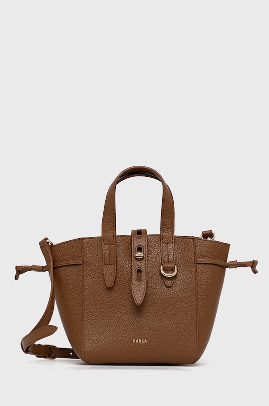 Kožená kabelka Furla přírodní kůže hnědá BASRFUA.HSF000.03B00