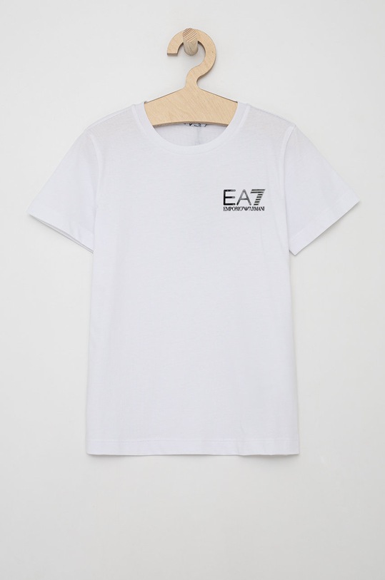 EA7 Emporio Armani T-shirt bawełniany dziecięcy 6KBT51.BJ02Z nadruk biały 6KBT51.BJ02Z
