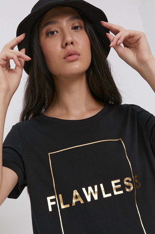 Only T-shirt bawełniany nadruk czarny 15243863