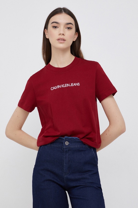 Tričko Calvin Klein Jeans bavlna červená J20J216251.4890