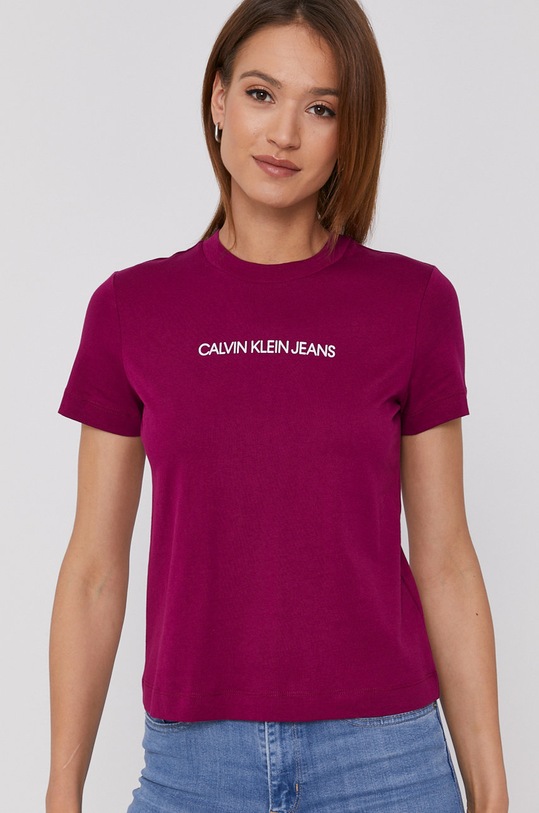 Calvin Klein Jeans T-shirt J20J216251.4890 nadruk fioletowy J20J216251.4890