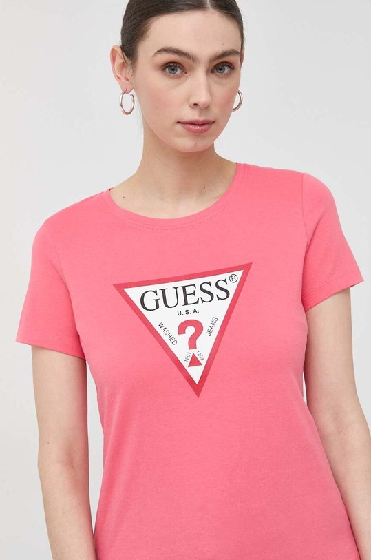Oblačila Bombažna kratka majica Guess W1YI1B.I3Z11 roza