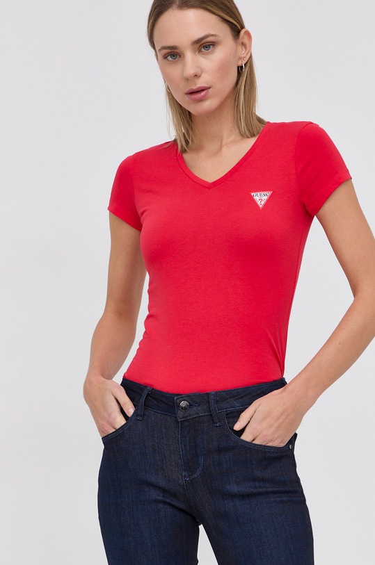 Guess T-shirt W1YI1A.J1311 z elastanem czerwony W1YI1A.J1311