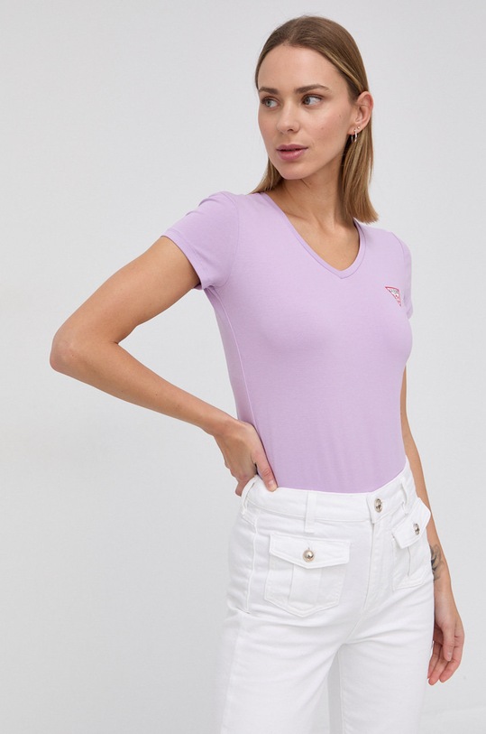 Guess T-shirt W1YI1A.J1311 z elastanem fioletowy W1YI1A.J1311