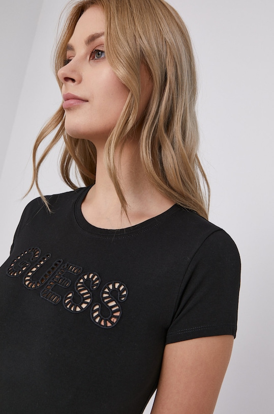 Tričko Guess s elastanom čierna W1YI20.KAKZ0