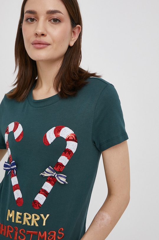 JDY T-shirt aplikacja zielony 15238317