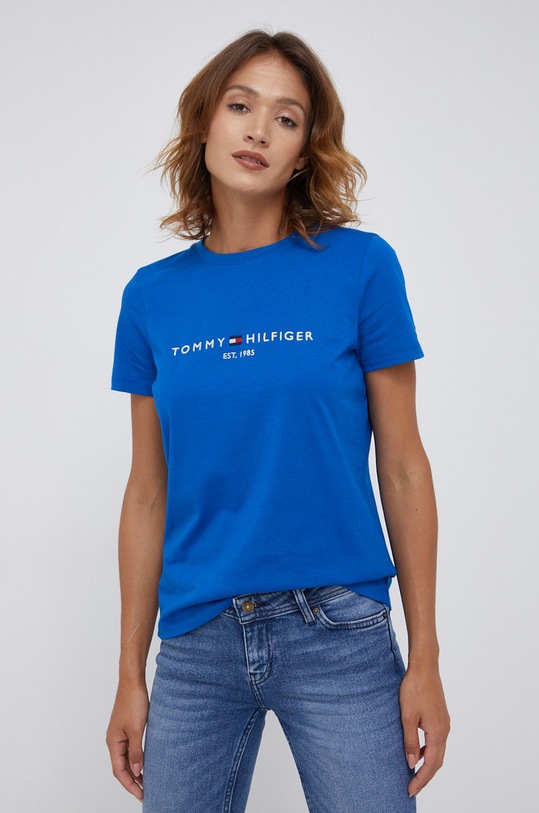 Tommy Hilfiger - T-shirt nadruk niebieski WW0WW28681.4890
