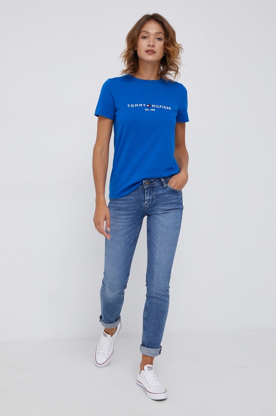 Tommy Hilfiger - T-shirt WW0WW28681.4890 niebieski AW21