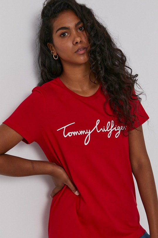 Tommy Hilfiger T-shirt bawełniany czerwony WW0WW28682.4890