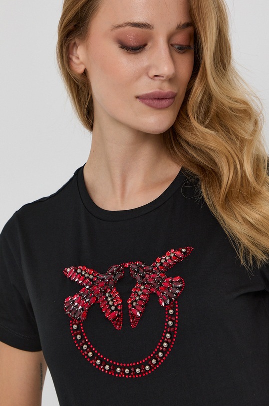 Pinko T-shirt bawełniany czarny 1G16JB.Y4LX