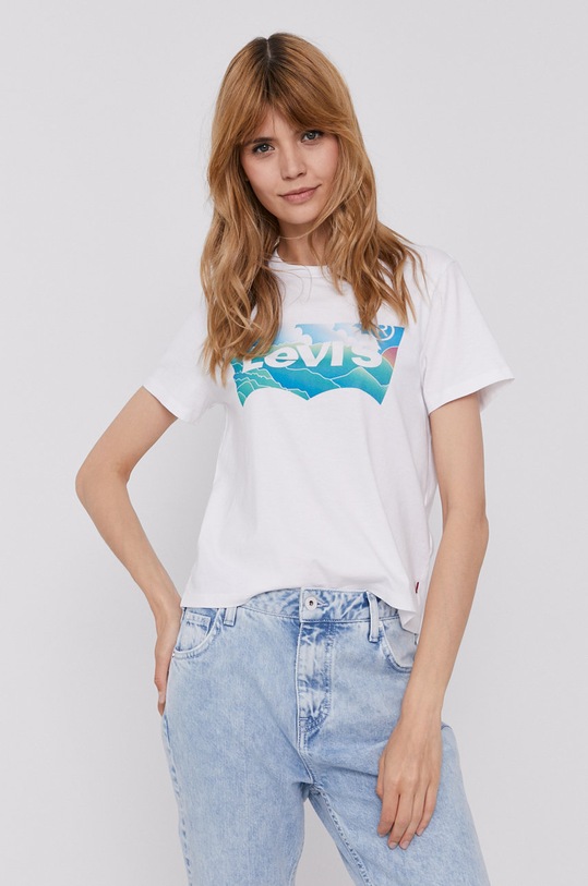 Levi's T-shirt A0458.0004 nadruk biały A0458.0004