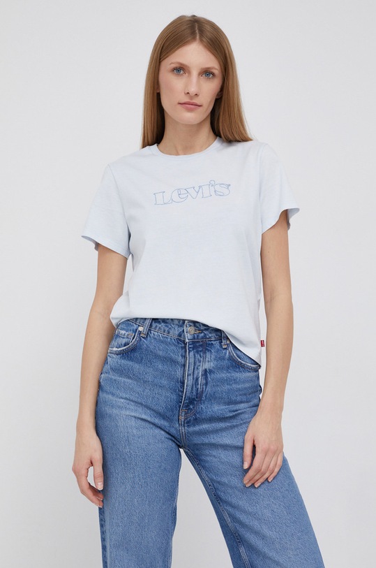 Levi's T-shirt bawełniany bawełna niebieski A0458.0022