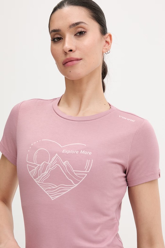 Viking Τ-shirt πεζοπορίας γυναικείο Lenta Bamboo ροζ 500.22.5540
