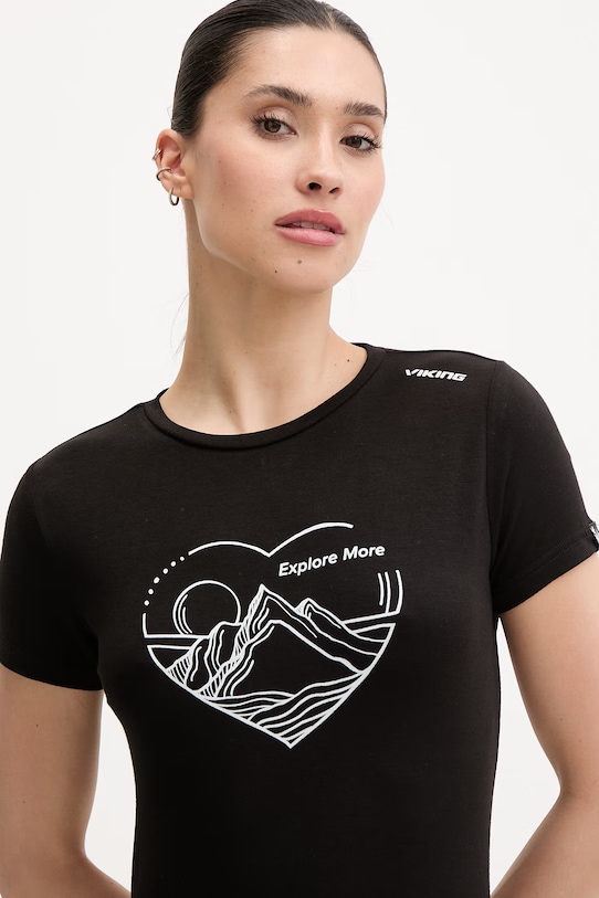 Viking Τ-shirt πεζοπορίας γυναικείο Lenta Bamboo μαύρο 500.22.5540