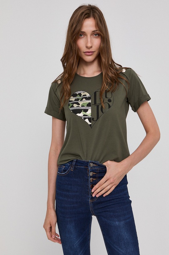 Tričko Liu Jo s elastanem zelená TF1009.J0088