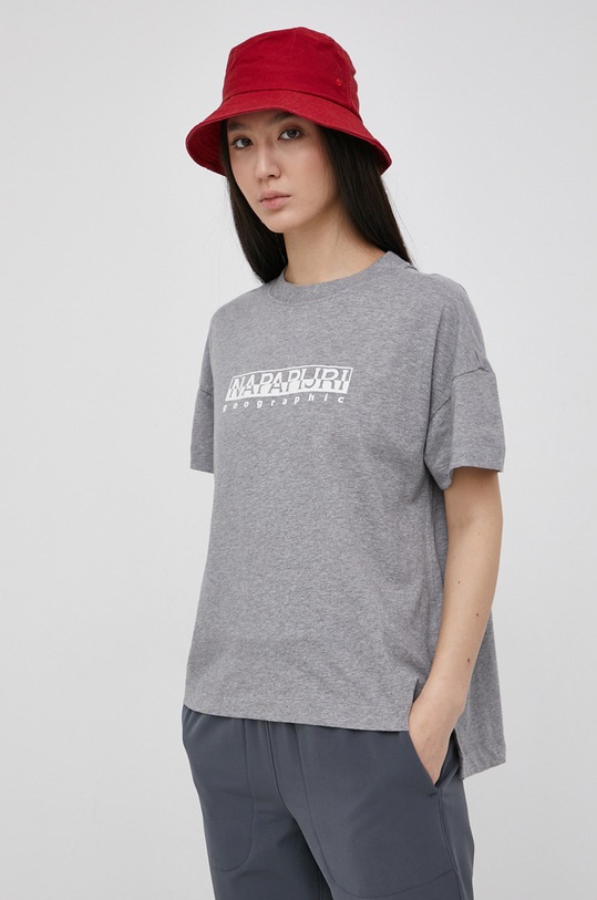 Tričko Napapijri bavlna sivá NP0A4FSK